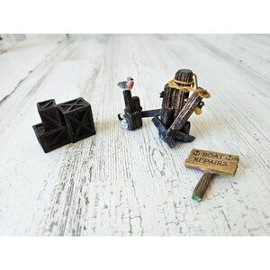 Lemax seagull wooden buoy crates sign nautical set accessory villages